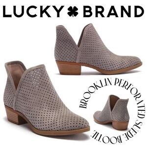 Lucky Brand Beige Stone Lucky Brand Brooklin Perforated Suede Booties size 7